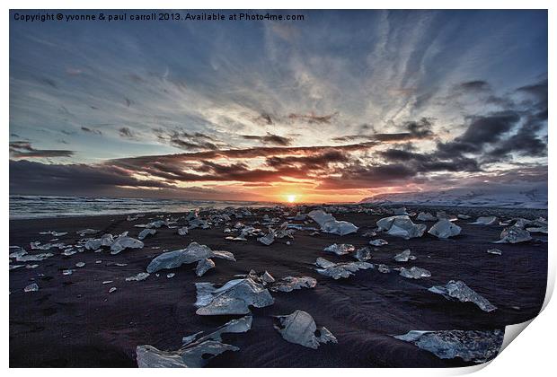 Iceberg beach at sunrise Print by yvonne & paul carroll