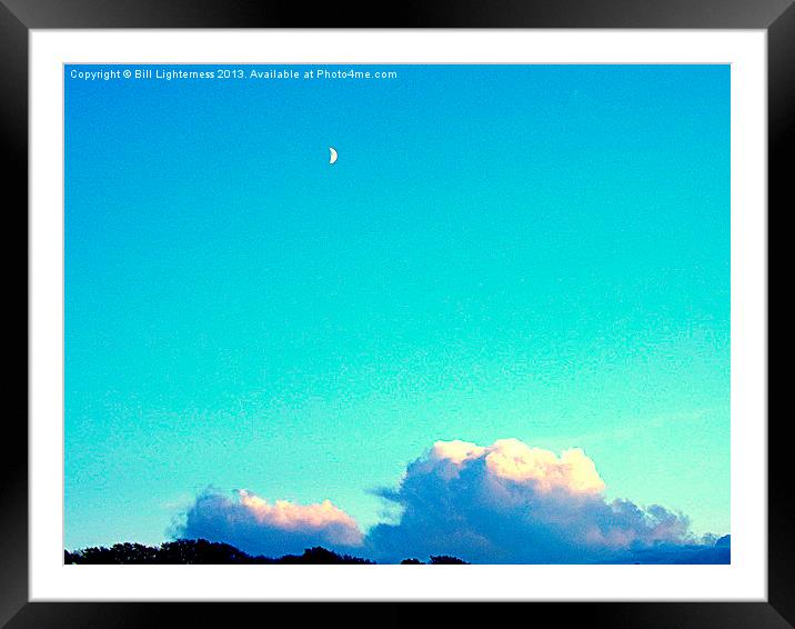 The moon and the blue sky Framed Mounted Print by Bill Lighterness