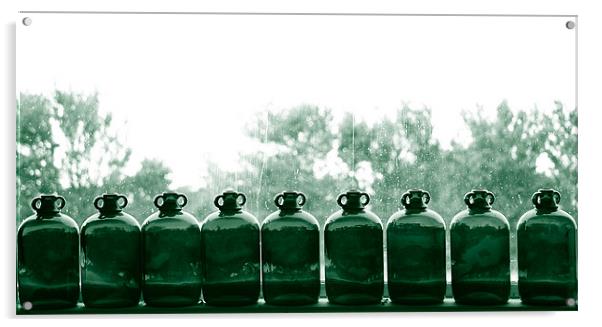 nine green bottles Acrylic by Nicholas Averre