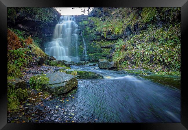 Black Clough Waterfall Framed Print by Angie Morton