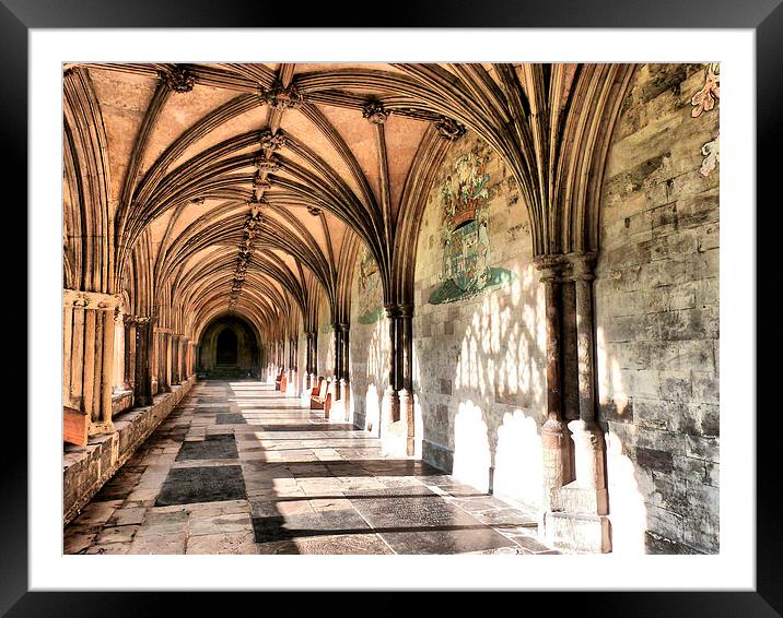 The Cloisters of Northwich Cathedral. Framed Mounted Print by Lilian Marshall