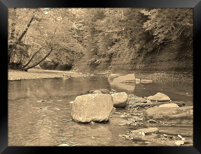 The Rocky Riverbed Framed Print by Jeffrey Evans