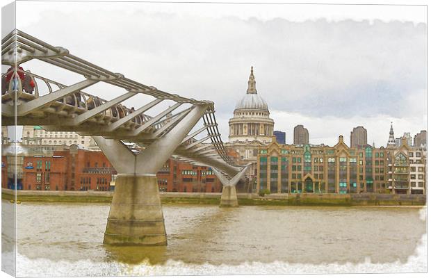 St Pauls Cathedral Water colour Canvas Print by Steve Hughes