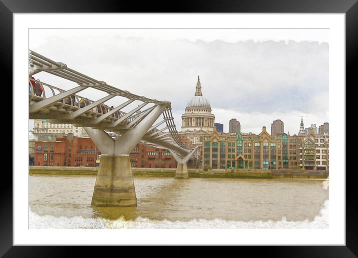 St Pauls Cathedral Water colour Framed Mounted Print by Steve Hughes