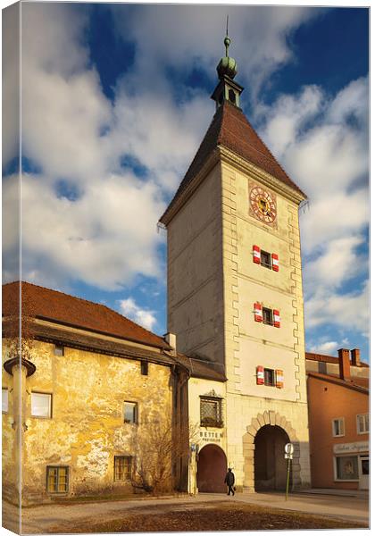 Ledererturm Gate Tower, Wels, Austria Canvas Print by David Roossien