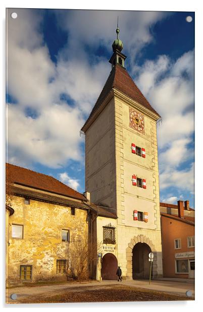 Ledererturm Gate Tower, Wels, Austria Acrylic by David Roossien