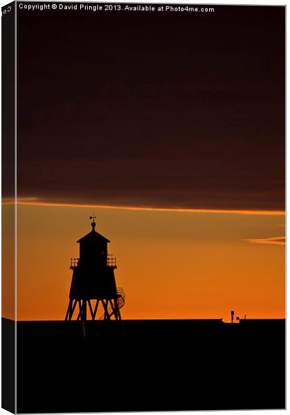 Groyne Lighthouse at Sunrise Canvas Print by David Pringle