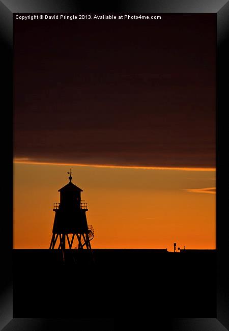 Groyne Lighthouse at Sunrise Framed Print by David Pringle