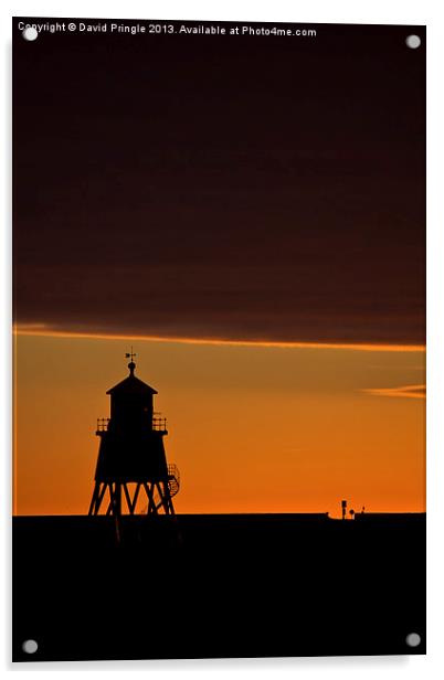 Groyne Lighthouse at Sunrise Acrylic by David Pringle
