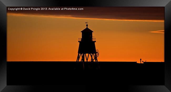 Groyne Lighthouse at Sunrise Framed Print by David Pringle