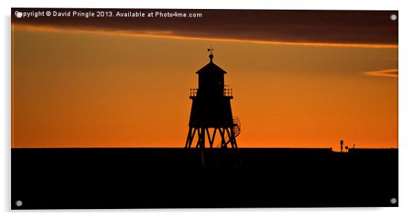 Groyne Lighthouse at Sunrise Acrylic by David Pringle