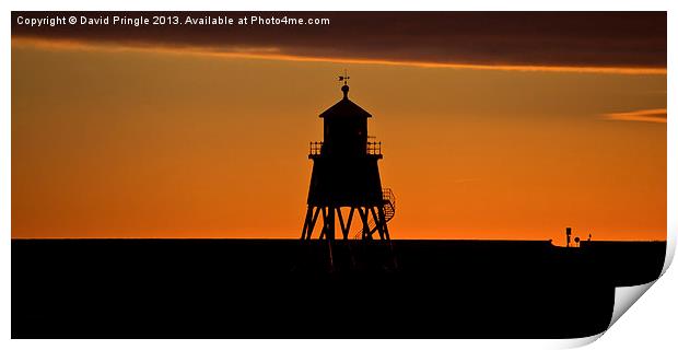 Groyne Lighthouse at Sunrise Print by David Pringle