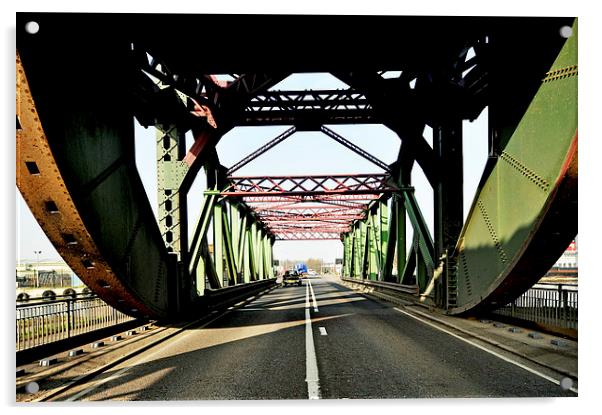 A Bascule Bridge in Birkenhead UK Acrylic by Frank Irwin