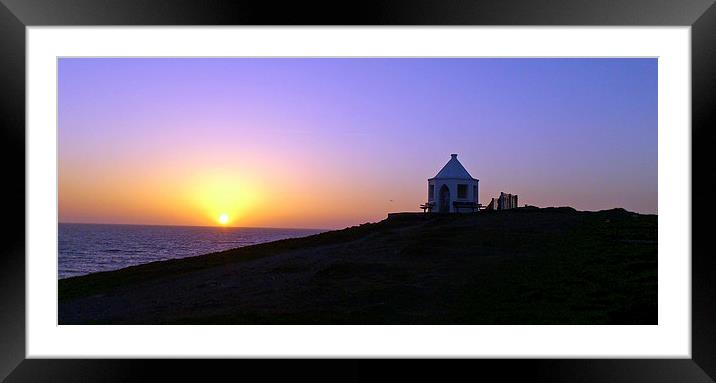 Sunset on the Headland Newquay Framed Mounted Print by malcolm fish