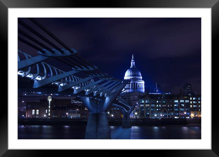 Standing below Millennium Bridge Framed Mounted Print by Steve Hughes