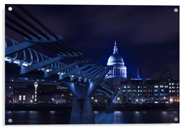 Standing below Millennium Bridge Acrylic by Steve Hughes