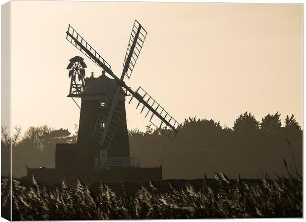  Cley Windmill Silhouetted - North Norfolk Canvas Print by john hartley