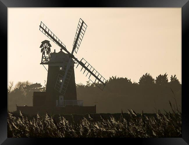  Cley Windmill Silhouetted - North Norfolk Framed Print by john hartley