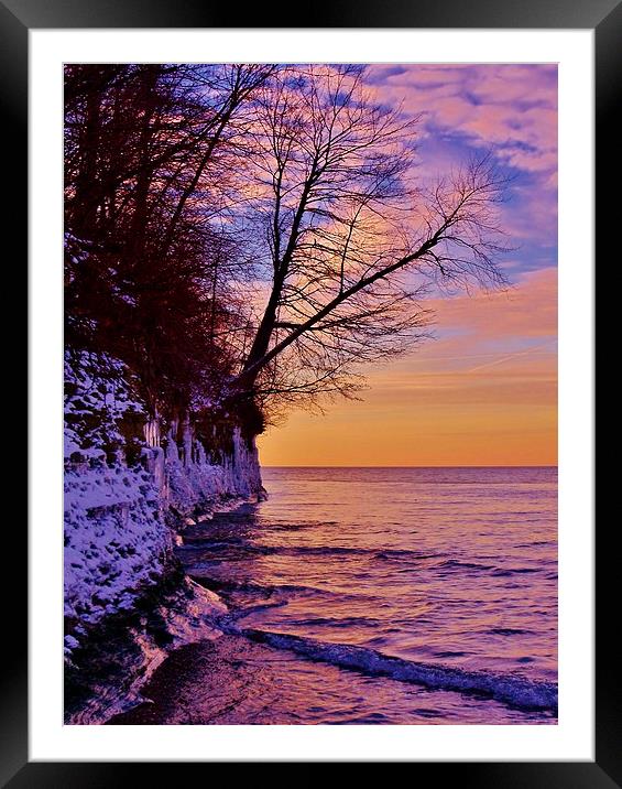Lake Erie Winter Wash up. Framed Mounted Print by Jeffrey Evans