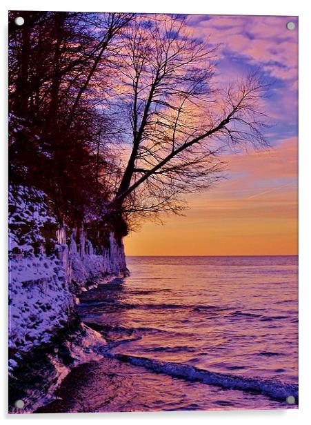 Lake Erie Winter Wash up. Acrylic by Jeffrey Evans