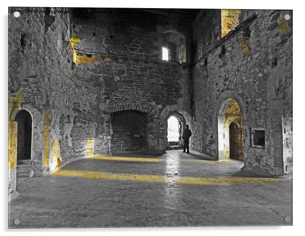 Hall in doune castle Acrylic by jim huntsman