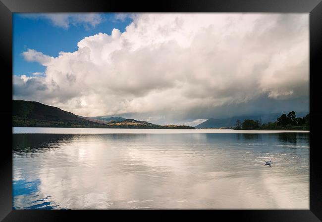 Evening rainclouds and distant rain over Skiddaw a Framed Print by Liam Grant