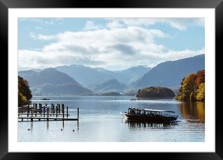 Tour boat launching from Keswick end of Derwent Wa Framed Mounted Print by Liam Grant