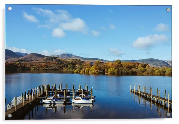 View over Derwent Water from Keswick. Acrylic by Liam Grant