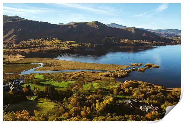 View over Derwent Water to Cat Bells. Print by Liam Grant