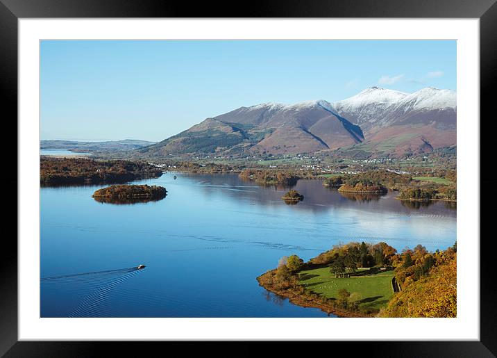 View from over Derwent Water to Keswick and Skidda Framed Mounted Print by Liam Grant
