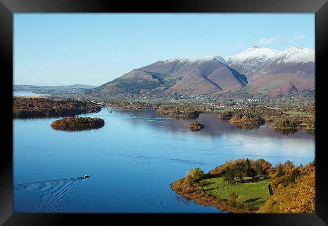 View from over Derwent Water to Keswick and Skidda Framed Print by Liam Grant