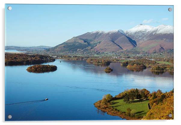 View from over Derwent Water to Keswick and Skidda Acrylic by Liam Grant