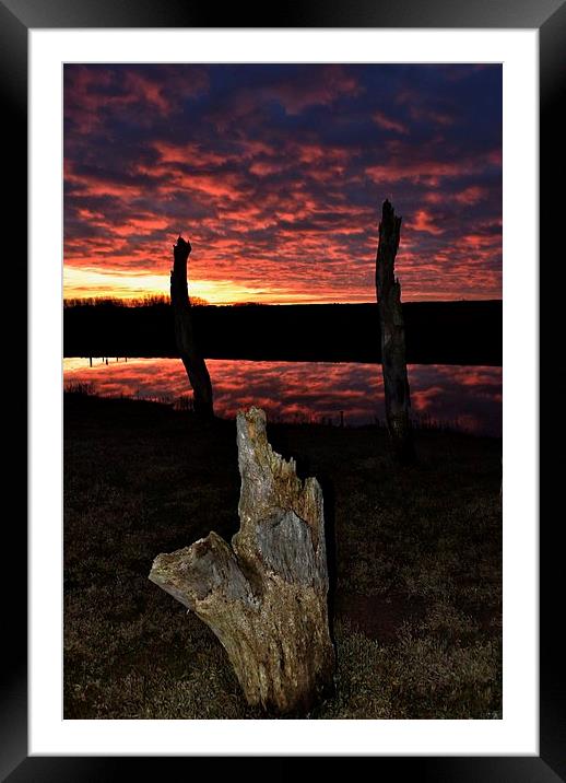 Sunset over Thornham marsh Framed Mounted Print by Gary Pearson