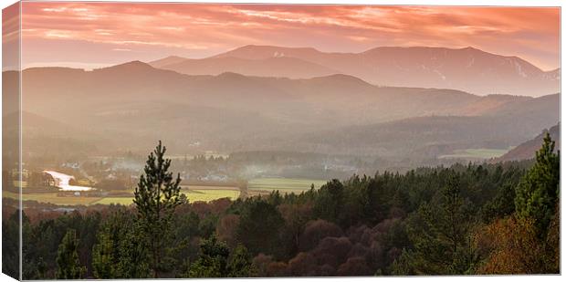 Sunset Over Lochnagar Canvas Print by Mike Stephen