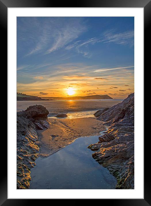 Polzeath Sunset Framed Mounted Print by Chris Thaxter