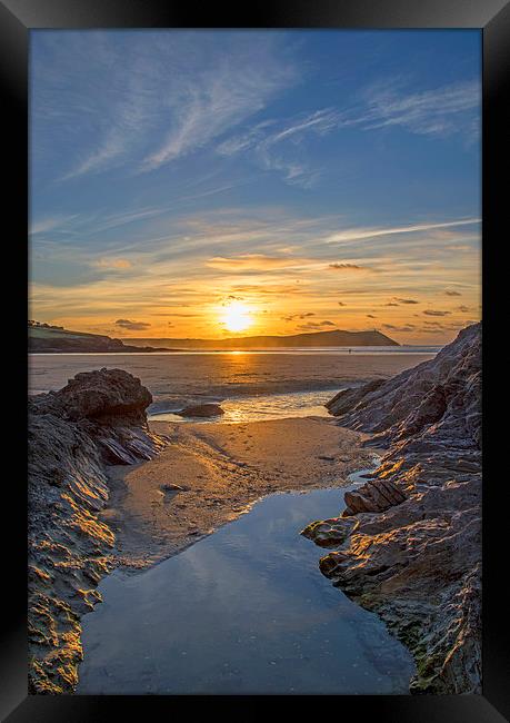 Polzeath Sunset Framed Print by Chris Thaxter