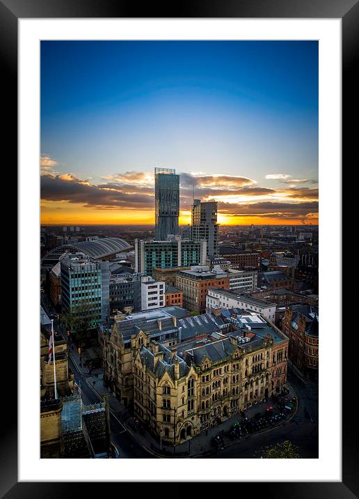 Manchester Skyline Framed Mounted Print by Steven Purcell