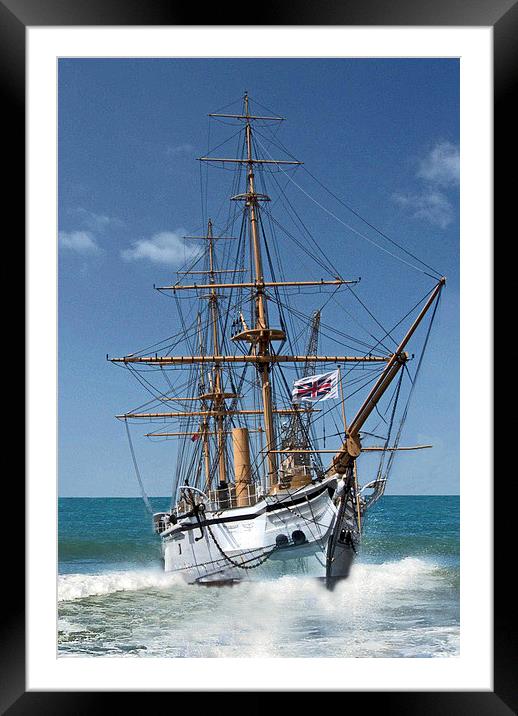 Victorian Naval Ship HMS Gannet Framed Mounted Print by Reg Dobson