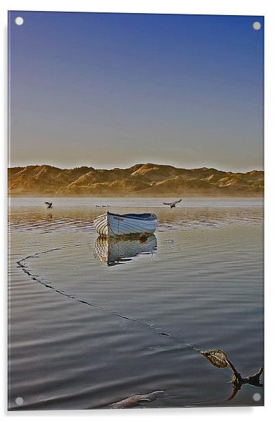 Boat on Ythan Acrylic by Eric Watson
