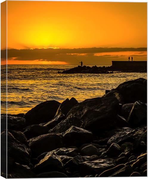 Fishing at Sunset Canvas Print by Andy McGarry