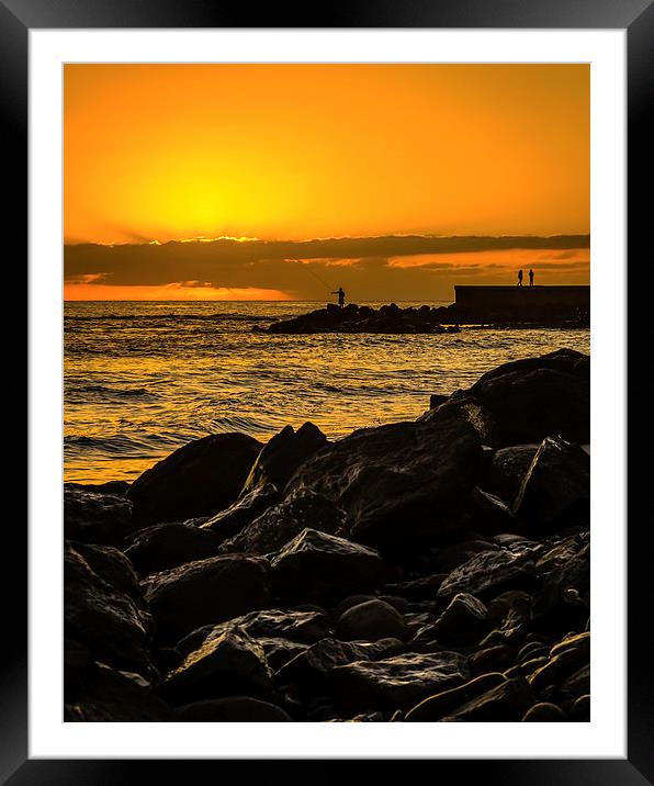 Fishing at Sunset Framed Mounted Print by Andy McGarry