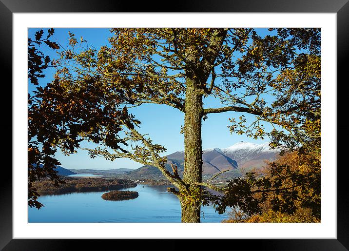 View over Derwent Water to Keswick and Skiddaw. Framed Mounted Print by Liam Grant