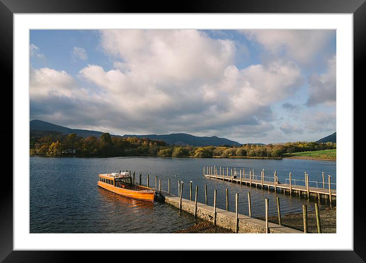 Tour boat moored at Keswick end of Derwent Water. Framed Mounted Print by Liam Grant