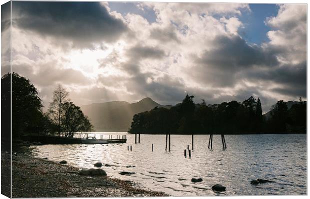 View over Derwent Water with Cat Bells and Derwent Canvas Print by Liam Grant