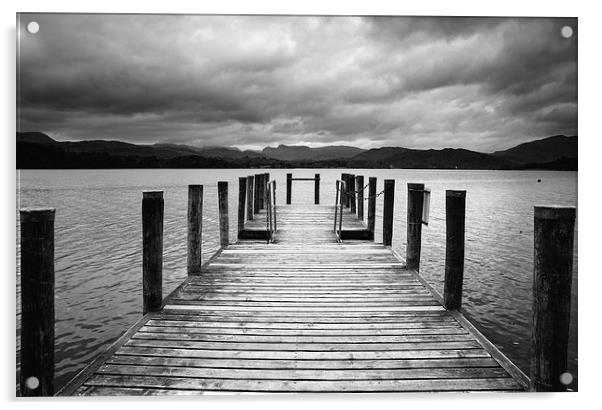 Jetty on Lake Windermere with Langdale Pikes beyon Acrylic by Liam Grant
