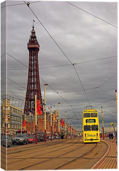 Blackpool tower and tram Canvas Print by JEAN FITZHUGH