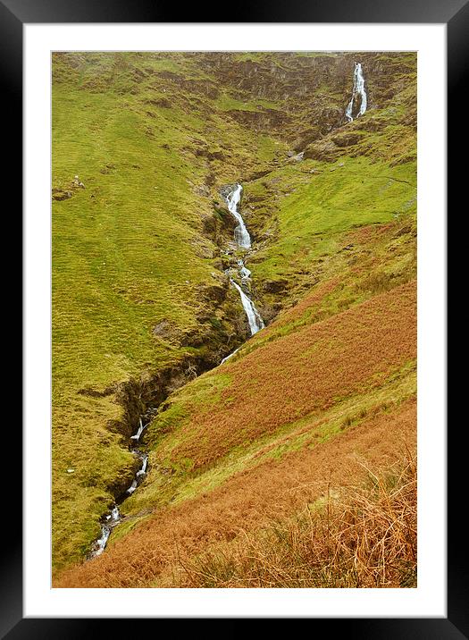 Moss Force waterfall near Newlands Hause below Rob Framed Mounted Print by Liam Grant