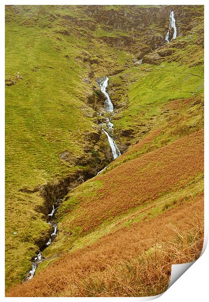 Moss Force waterfall near Newlands Hause below Rob Print by Liam Grant