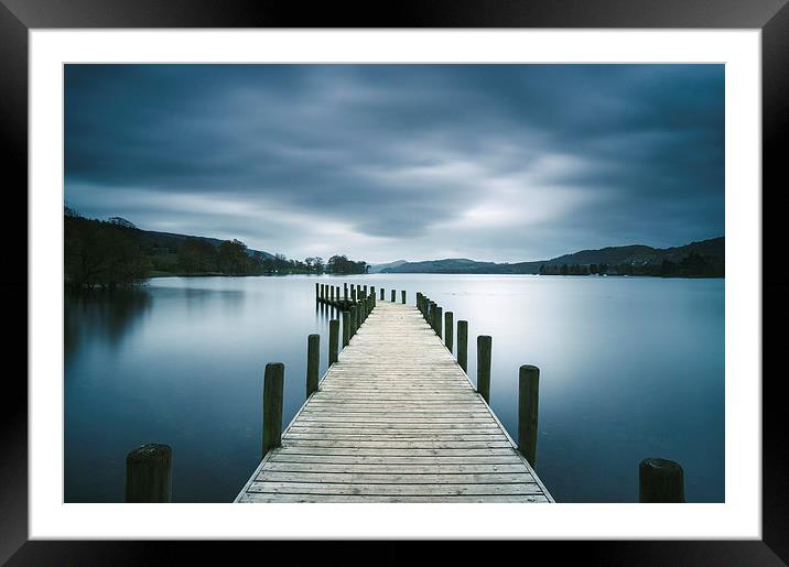 Jetty on Coniston Water. Framed Mounted Print by Liam Grant