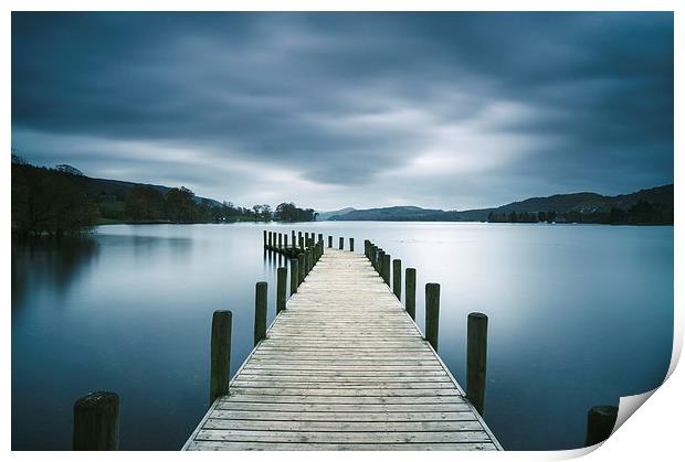 Jetty on Coniston Water. Print by Liam Grant